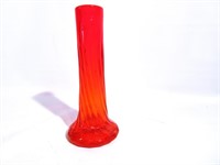 Hand Blown Orange Swirl Glass Vase 8.5"T