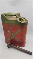 1951 US Military Metal Gas can, 5 gal, Fuel Spout