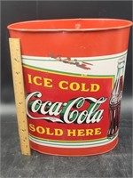 Vtg Coca-Cola Metal Trash Can Ice Cold