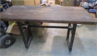 Solid Handmade Wood Table W/Metal Base 21"x48"x28T