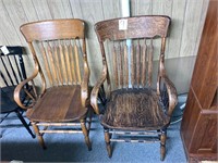 Oak Arrow Back Chairs