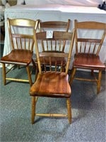 Pine Plank Bottom Half Spindle Chairs