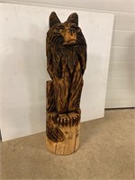 Wolf. 47” tall Wood Carving