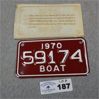 1970 Antique Boat License Plate