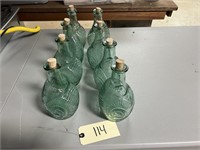 LOT OF 8 SNAIL SHELL GLASS BOTTLES WITH CORKS