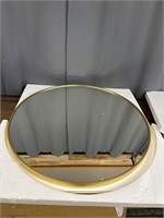 32” Round Framed Mirror. Brushed Gold