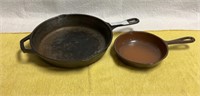 8” cast iron lodge pan and porcelain cast iron