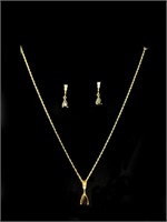 Black teardrop necklace and earrings