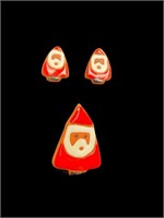 Handmade clay Santa earrings and pin
