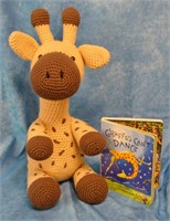 Stuffed giraffe and book "Giraffe's Can't Dance"