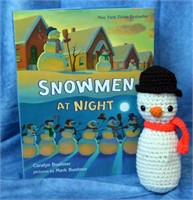 "Snowmen at Night" book and stuffed snowman
