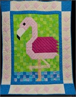 Quilted flamingo wall hanging