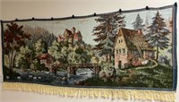 Antique German tapestry with German country scene