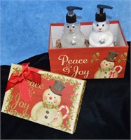 Snowman hand soap and lotion gift set