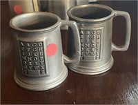 Set of 2 Pewter Mugs (living room)