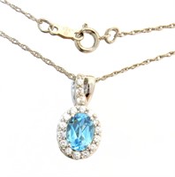 Oval 2.66 ct Blue Topaz Designer Necklace