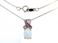 Quality Opal & Pink Sapphire Designer Necklace