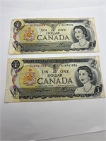 1973 Canada 1$ bills