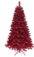 Flocked Red Christmas Tree 6ft Artificial