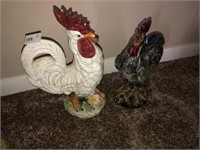 (2) Ceramic Roosters