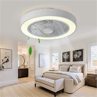 Jinweite Ceiling Fan with Light 19" White