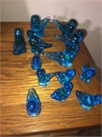 (13) Glass Bluebirds  (Paperweights?)