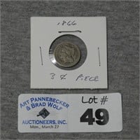 1866 Three Cent Piece Coin