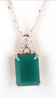 16 X 12MM EMERALD & SAPPHIRE STERLING NECKLACE