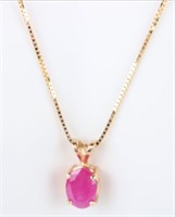 14K YELLOW GOLD RUBY LADIES NECKLACE