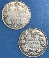 1930 & 1931 25 Cent Silver Canada