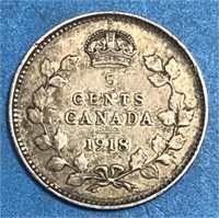 1918 5 Cent Silver Canada