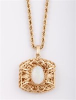 14K YELLOW GOLD NECKLACE with OPAL LOCKET
