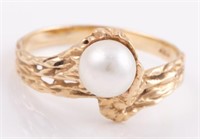 14K YELLOW GOLD PEARL RING