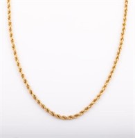 18K YELLOW GOLD ROPE CHAIN NECKLACE
