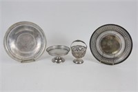 (4) PCS. STERLING DISHES, COMPOTE, BASKET