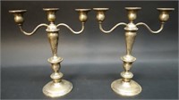 PAIR STERLING WEIGHTED CANDELABRAS