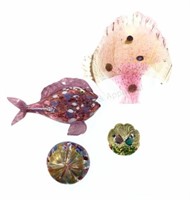 (4) Murano Art Glass Fish, Paperweights
