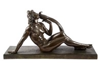 NUDE WITH PEACOCK BRONZE - L. ALLIOT