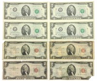 (8) Vintage U. S. $2 Bills, 1953 & 2013 Series