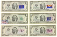 (6) 1976 U. S. 1st Day Issue $2 Bills