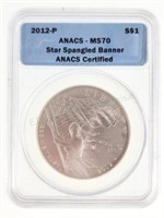 2012- P Anacs Graded Ms-70 1oz Silver Coins