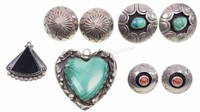 Assorted Silver Clip Earrings & Pendant