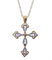 14k Gold, Diamond & Purple Tourmaline Necklace