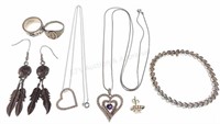 (7pc) Sterling, Silver, Diamond & Amethyst Jewelry