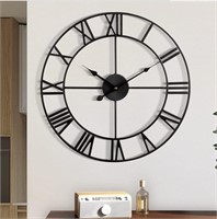New- Large Wall Clock, Metal Retro Roman Numeral