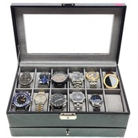 (11) Men's Designer Watches & Display Case
