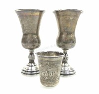 Antique Russian Judaic Silver Kiddish Cups