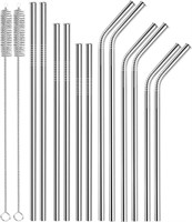 Reusable Stainless Steel Metal Straws,Set of 12