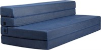 Tri-Fold Foam Folding Mattress/Sofa Bed-Navy