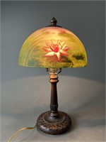 Tiffany Style Lamp w/Hand Painted Shade